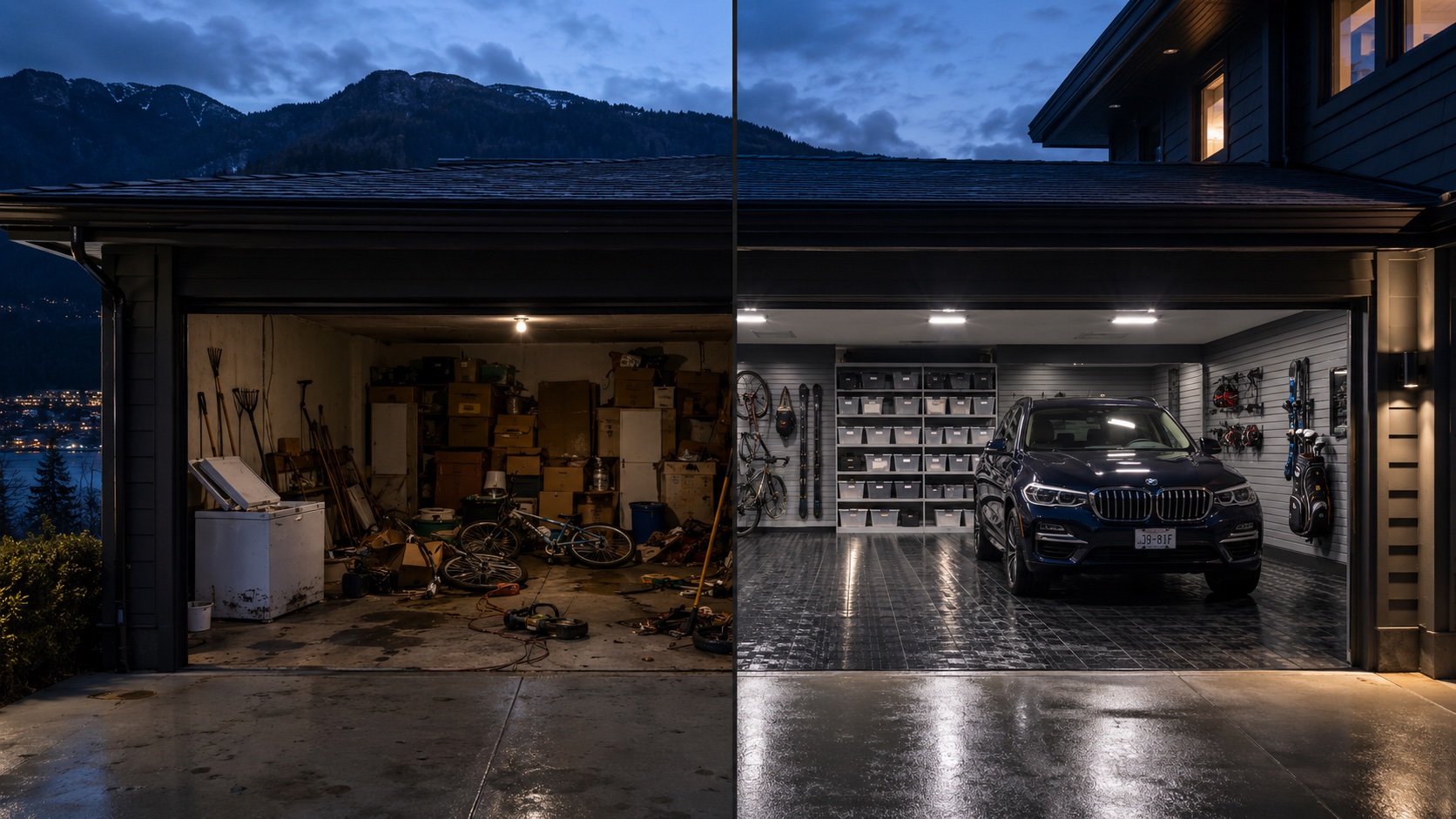 Before and after garage transformation - Ambleside, West Vancouver