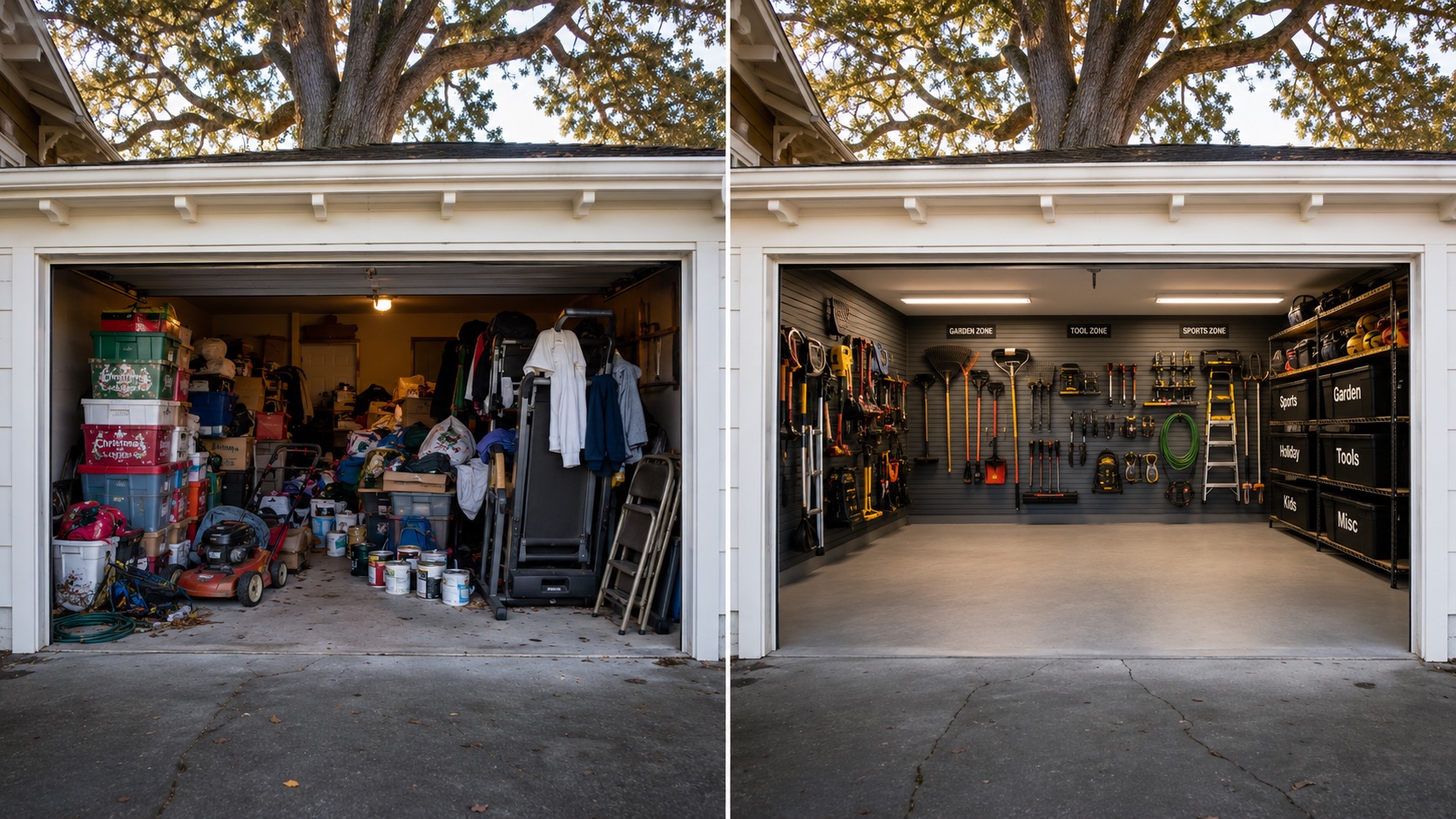 Before and after garage transformation - Kerrisdale, Vancouver