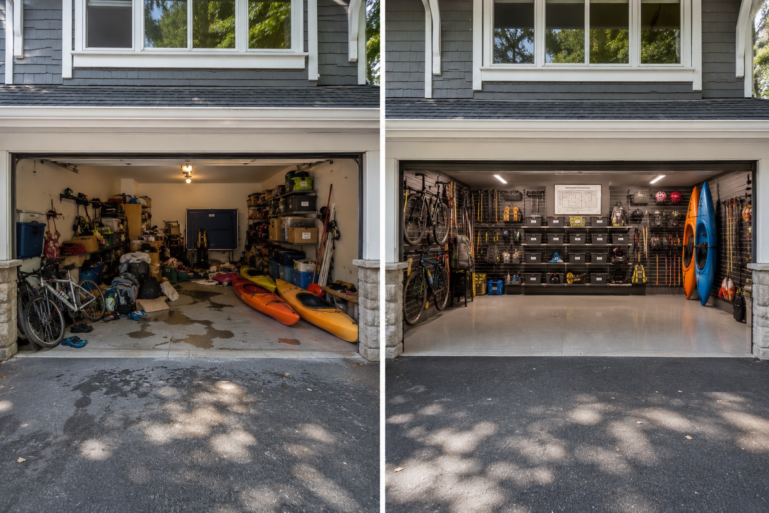 Before and after garage transformation - Edgemont Village, North Vancouver