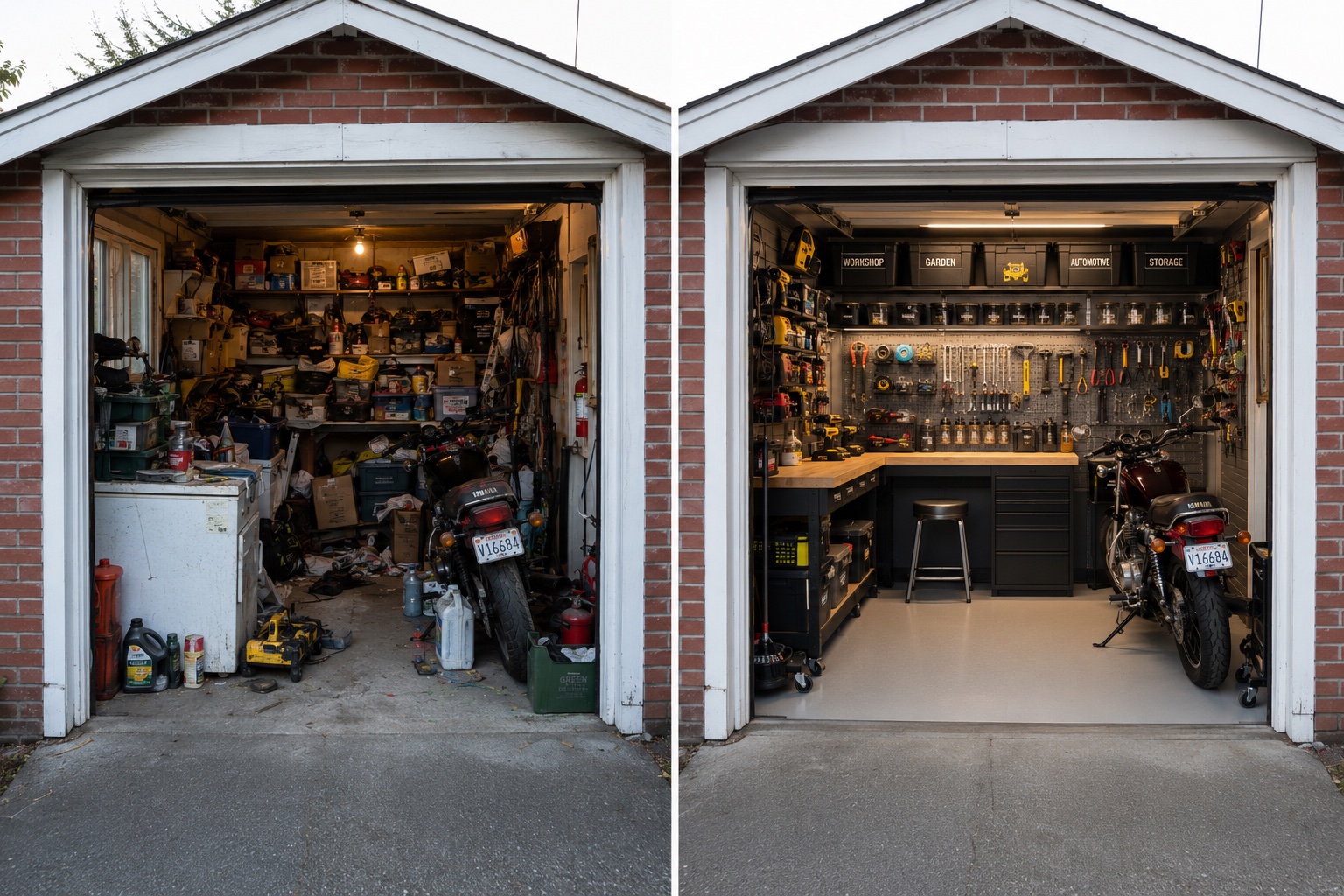 Before and after garage transformation - Cloverdale, Surrey